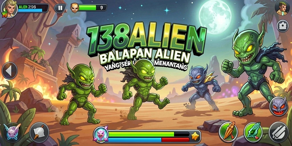 Tangkapan layar permainan 138ALIEN yang menampilkan balapan intergalaksi.