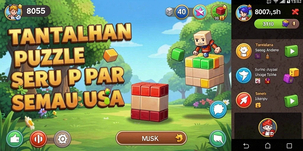 Gameplay 8055 yang mengasah otak dan menyenangkan.