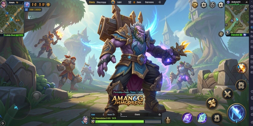 Tangkapan layar gameplay AMAN69 yang menampilkan pertarungan seru di dunia fantastis.