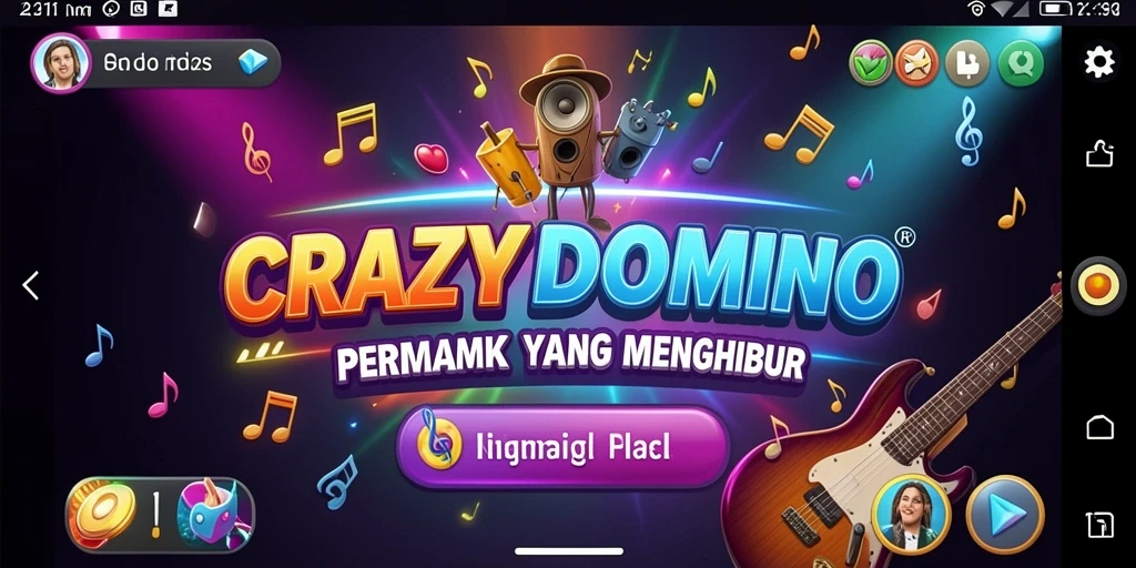 Screenshot gameplay <strong>CRAZYDOMINO</strong> dengan suasana bermain musik yang seru.