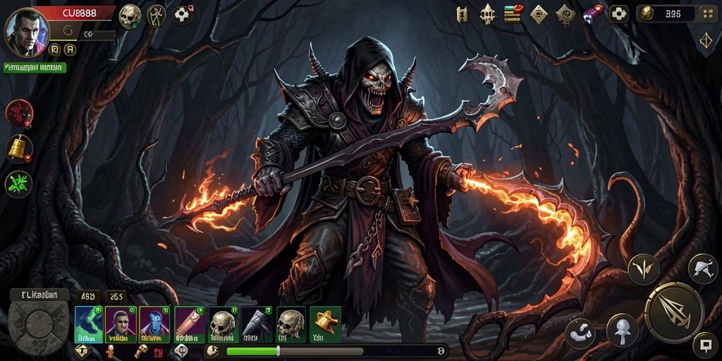 Tampilan gameplay CU888 yang penuh ketegangan dan kegelapan.