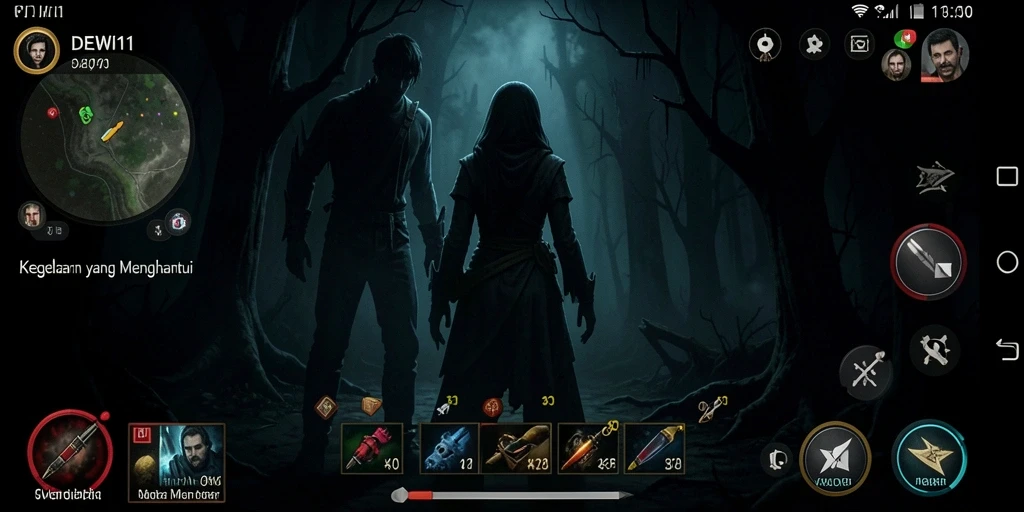 Tampilan gameplay menegangkan dari DEWI11 dengan momen-momen horor yang mendebarkan.