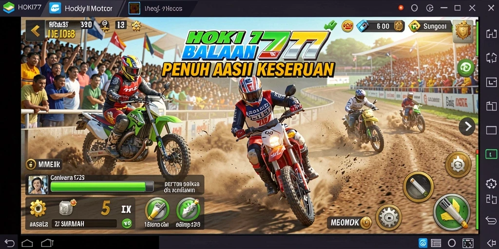 Tampilan gameplay balapan motor di HOKI777 yang mendebarkan.
