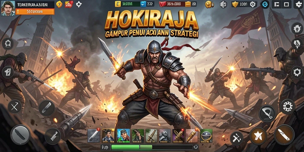 Screenshot utama HOKIRAJA menampilkan aksi seru dalam pertempuran TPS.