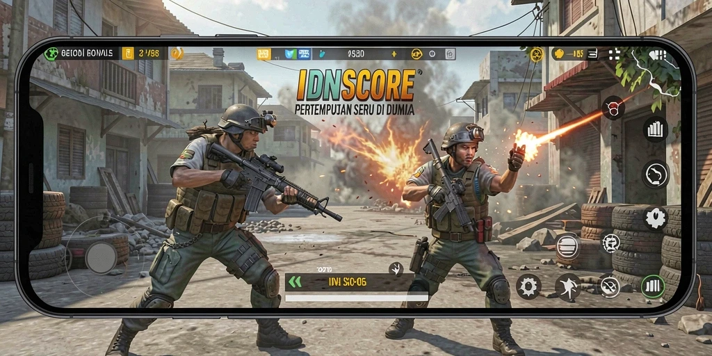 Tangkapan layar gameplay seru dalam IDNSCORE Battle Royale.