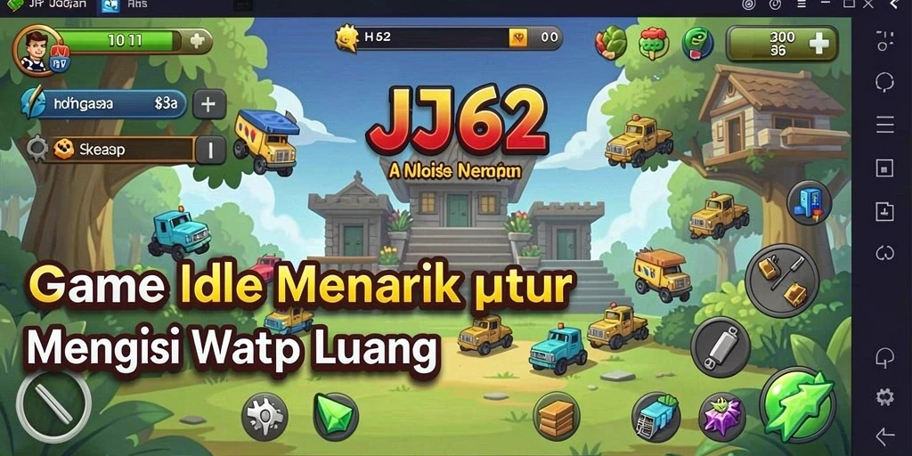 Screenshot gameplay JJ62 menunjukkan strategi dan kemajuan karakter.