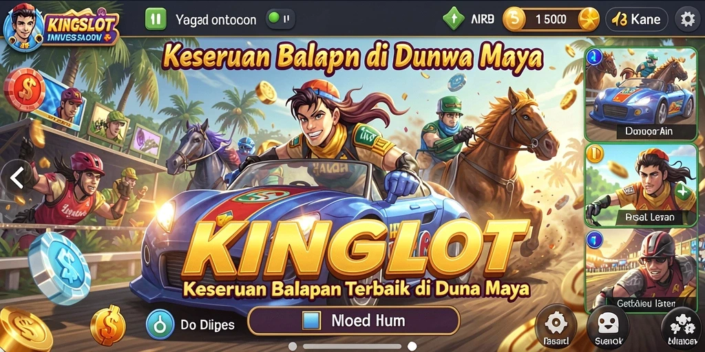 Tampilan aksi seru saat balapan di KINGSLOT dengan grafis memukau.