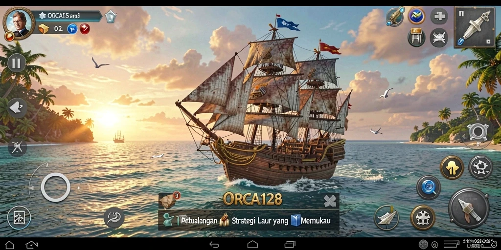 Gameplay seru ORCA128 dengan pertarungan laut yang strategis.