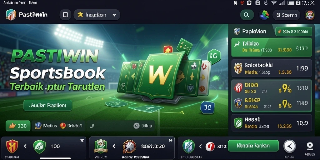 Screenshot tampilan antarmuka PASTIWIN saat taruhan olahraga.