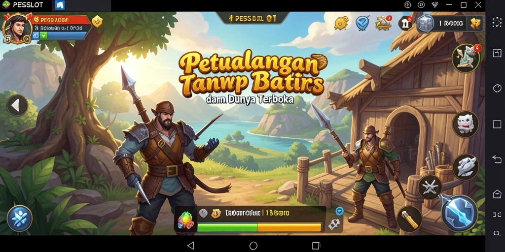Screenshot menunjukkan pemain menjelajahi dunia terbuka di PESGSLOT.