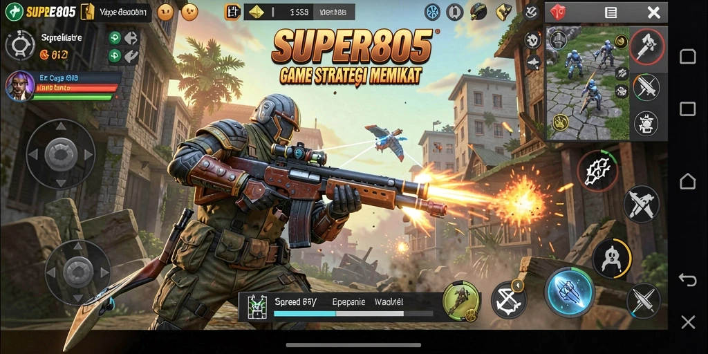 Tangkapan layar gameplay <strong>SUPER805</strong> yang menunjukkan pertempuran strategi yang seru.