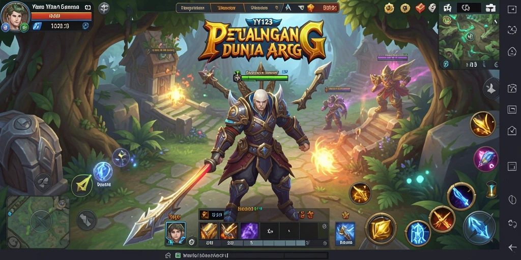 Tangkapan layar utama YY123 menampilkan pertarungan epik dalam dunia ARPG.